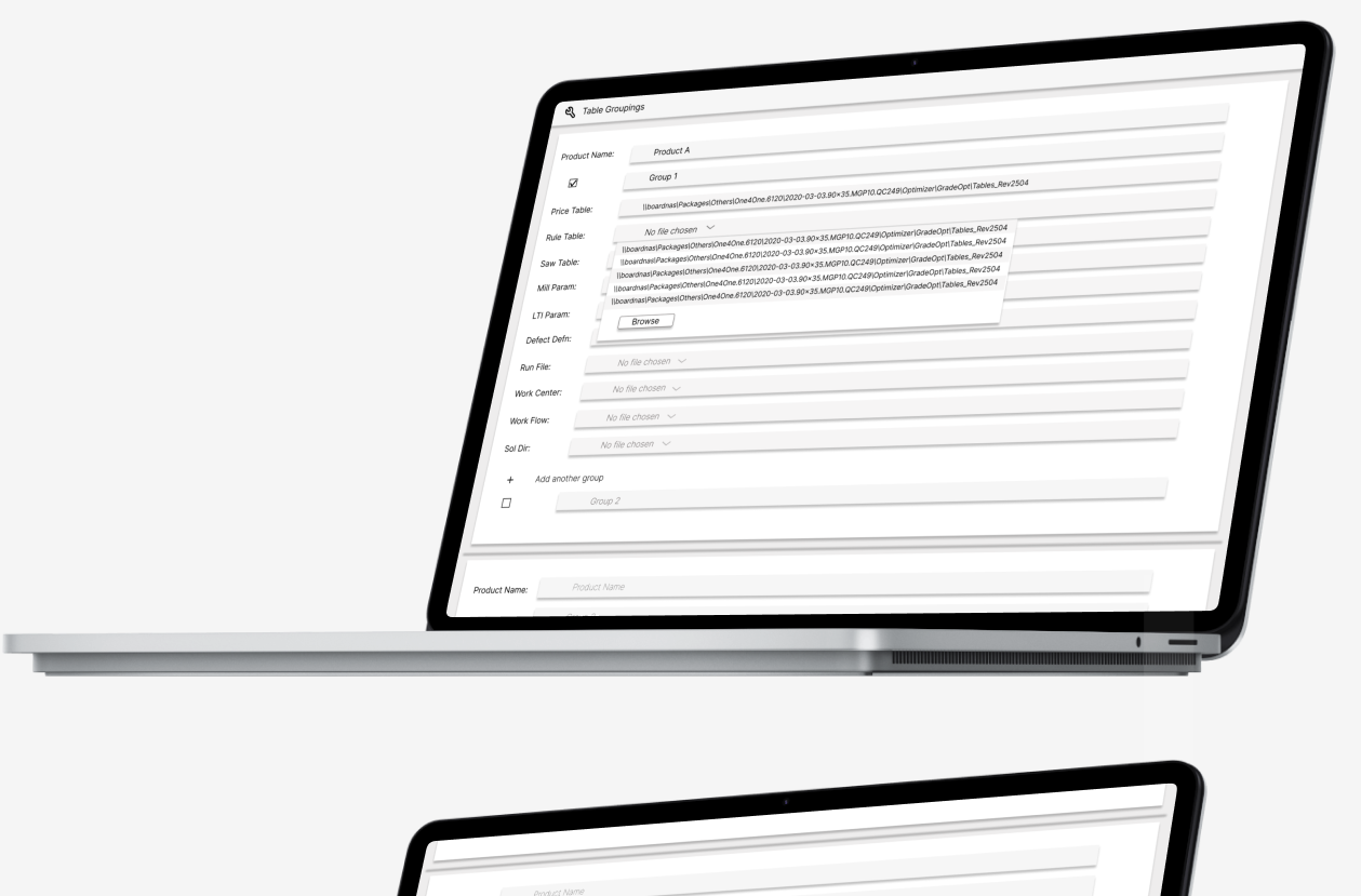 Table Groupings dashboard with toolbar and empty workspace